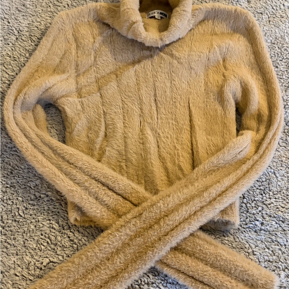 Fashion Nova Cozy Tan Turtleneck Sweater